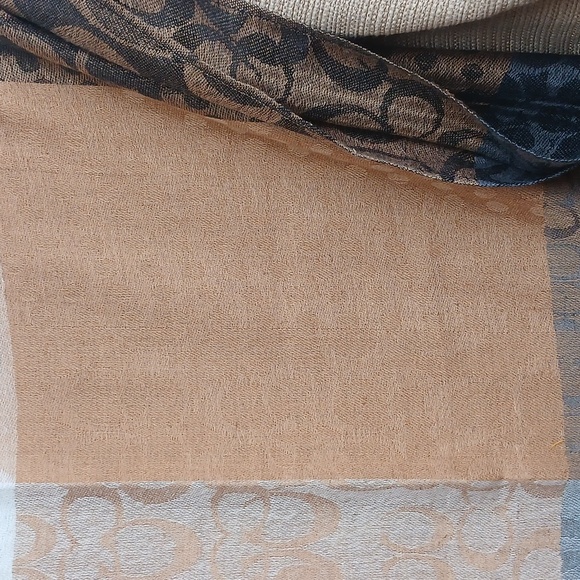 COACH MULTI COLORED Patchwork Line SIGNATURE C Stylish Patterned WOOL Scarf - Picture 7 of 9